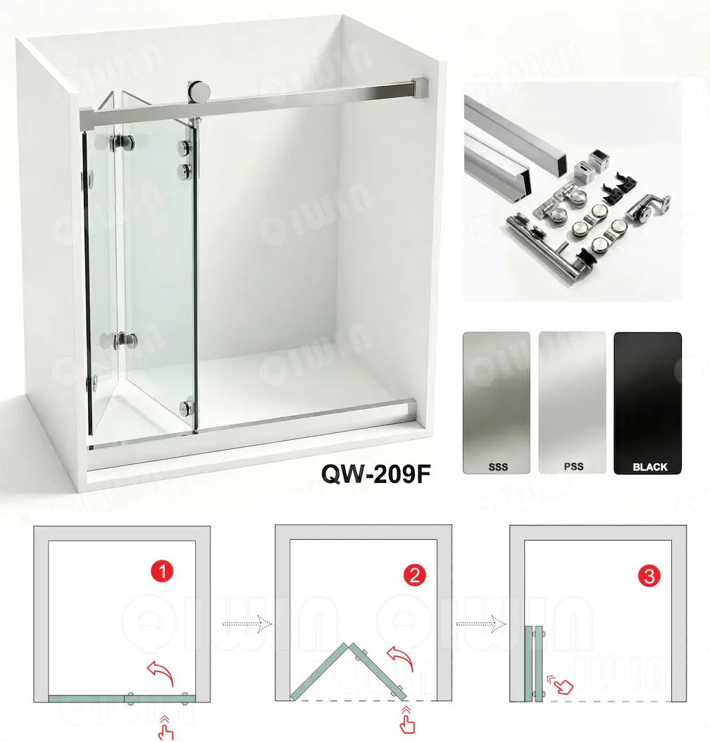 2 in 1 Folding Sliding Shower Door Kit QW-209F