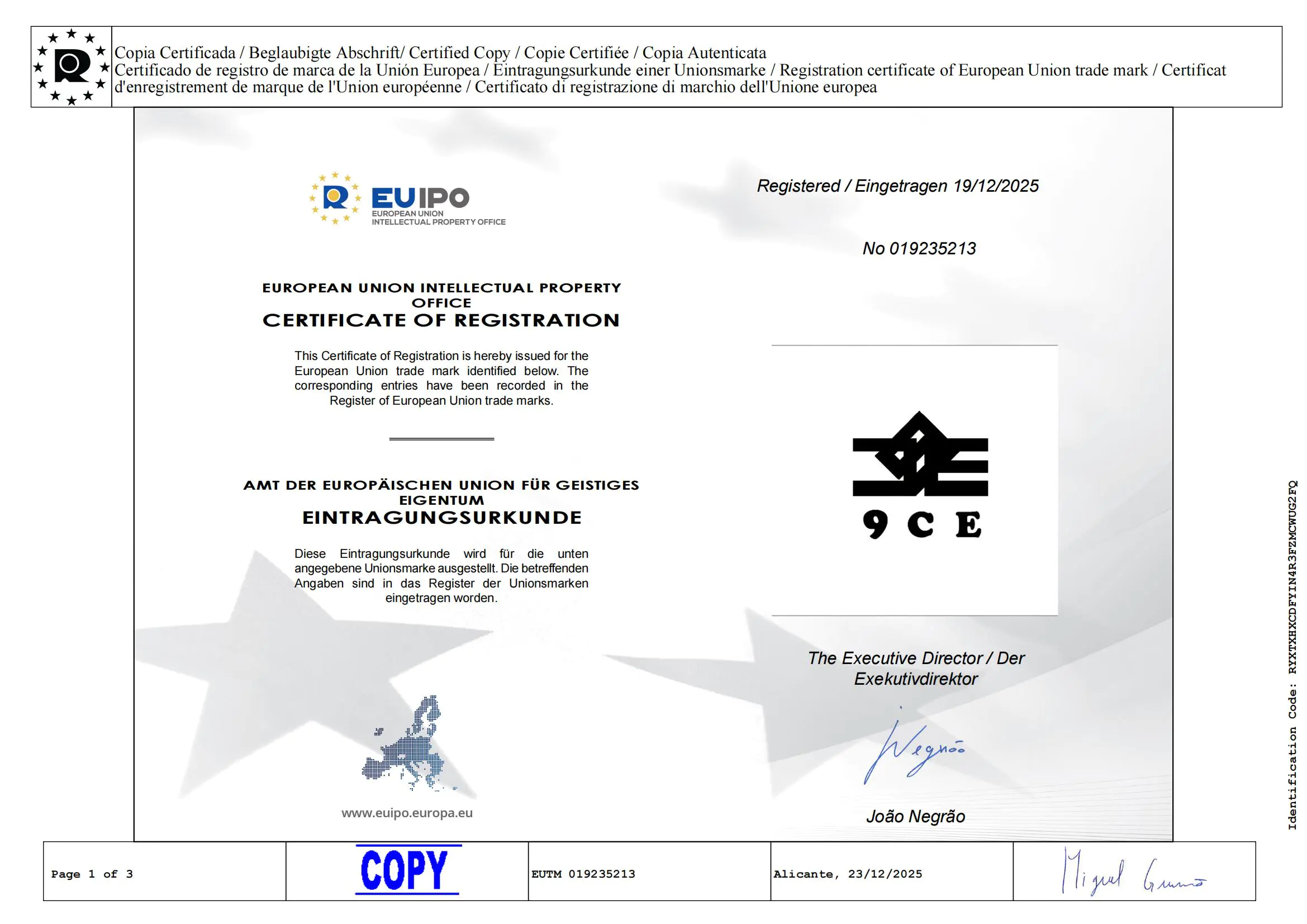 9CE Registered mark